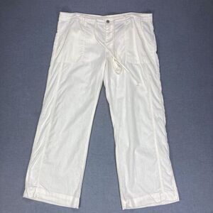 Norma Kamali Linen Pants Womens XL Ivory Straight Leg Breathable Casual Comfort